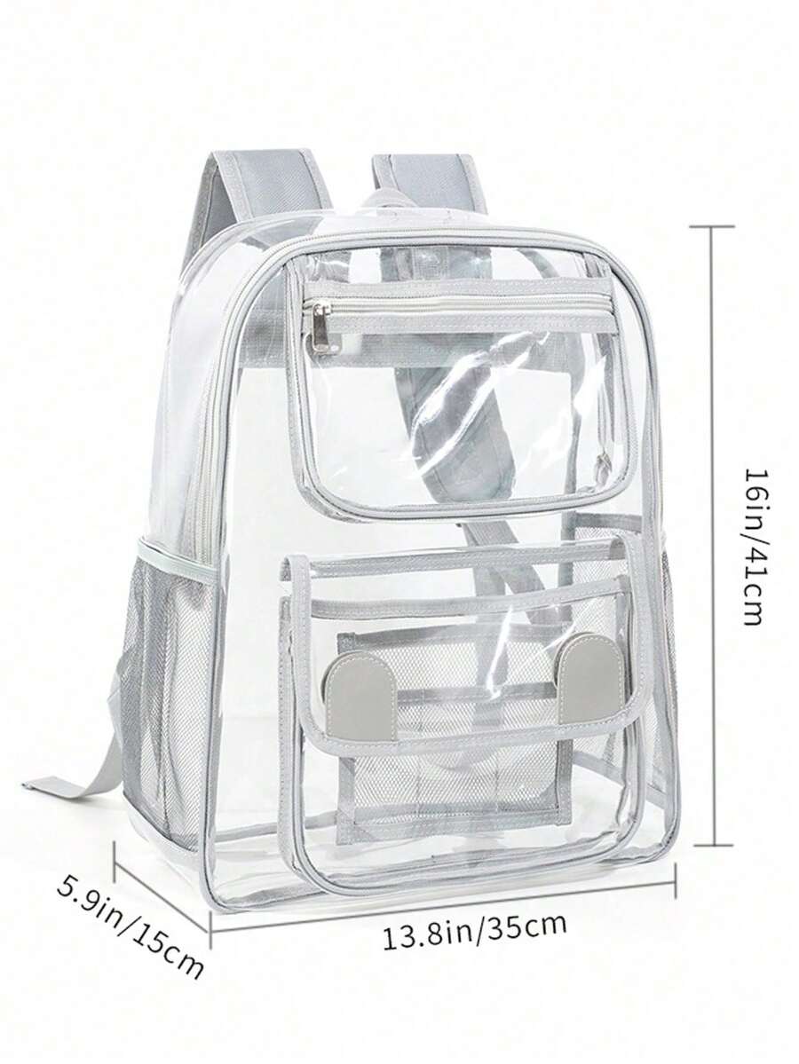 Mochila Transparente de PVC Portátil, Bolsa Impermeable de Gran Capacidad conúltiples Compartimentos, Casual y Deportiva, Apta para Conciertos, Festivales deúsica, Deportes, Playa, Picnic y Actividades al Aire Libre, Unisex