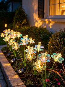 6-Head Solar Flower Lights, IP65 Waterproof, Colorful LED Garden Stake Lights, Automatic On/Off, Solar Powered Outdoor Decorative Landscape Lights Suitable For Yard, Lawn, Path, Patio - Solar-powered Butterfly Lamp - View 5