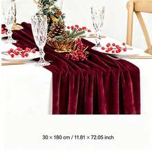 1pc Luxury Burgundy Velvet Tablecloth, Elegant Draping Fluid Table Cover, Suitable For Wedding, Christmas, Banquet And Home Dining Table Decor - Jujube Red - View 16