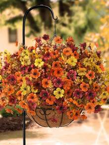 3 Bundles Artificial Autumn Plants Flowers, Outdoor Decor, Silk-Like Colorful Daisies, UV Resistant, Realistic Non-Fading, Suitable For Front Door, Porch, Patio, Yard, Balcony Autumn Decoration - Multicolor - View 6