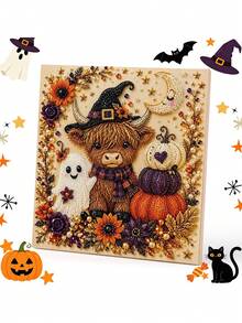 Halloween 3D Pearl Art Kit, Adult Diamond Craft | Spooky Cute 3D Art, Autumn Wall Decor, Beginner-Friendly DIY Set, Complete Craft Kit, Fun Family Activity - Highland Cow - View 8