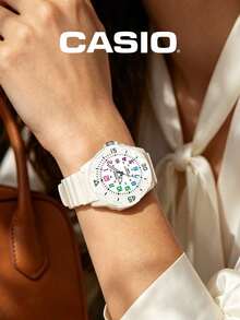 CASIO Women's Fresh Minimalist Watch Collection, 100m Water Resistant, Colorful Plaid Resin Strap, Student Commute Shock-Resistant Sports Quartz Watch - one-size - View 8