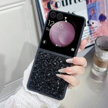 閃粉水鑽手機殼 硬 PC 背板保護手機殼，相容 Galaxy Z Flip8、Z、Z Flip7FE、Z Flip6、Z Flip5 - 黑色 - 查看 5