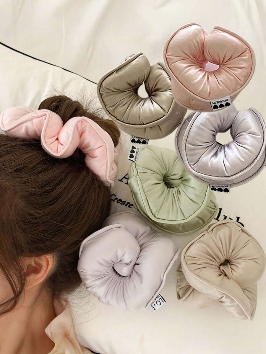 1件超柔軟加厚睡眠髮圈，高彈性不傷髮大號髮圈，枕頭髮圈，3D加厚緞面睡眠髮圈，睡眠捲髮工具，防靜電防糾結髮飾，天鵝絨捲髮器