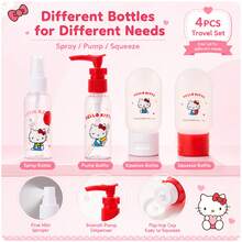 Miniso Hello Kitty Portable Travel 4 Pieces Set, Lovely Cartoon Toiletry Storage Bag, Waterproof Lightweight Organizer, Cosmetic Skincare Container For Outdoor Trip, Business Travel And Vacation(1 PC) - Multicolor - View 2