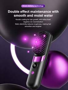 Wireless Straightening Comb, Portable Negative Ion Hair Brush, Rechargeable Straight & Curl Styling Comb, Smart Temperature Control With Digital Display, Anti-Scald & Hair Protection, Voluminous High Crown, Airy Bangs, Mini Travel Portable, Unisex - Multicolor - View 4