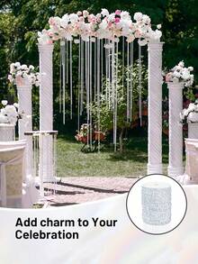 1 Roll/590 Inches/15 Meters Crystal Garland, Acrylic Transparent Crystal Beads, Diamond Shaped Crystal Garland For Christmas Tree Wedding Party Decoration, Bead Curtain DIY - White - View 11