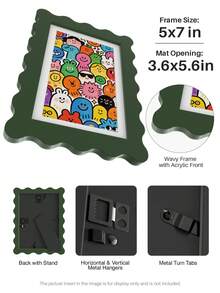 1pc Scallop Picture Frame Available In Multi Color/Size With White Mat, Wave Edge Photo Frame For Children's Gift, 11x14/8x10/6x8/5x7/4x6 Inch, Blue/Red/Yellow/Green/Black/White - Scalloped Picture Frame - View 18
