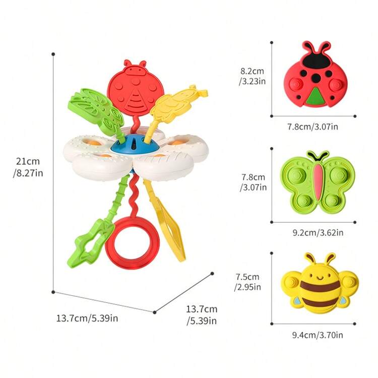 2pcs Baby Sensory Set, Early Development Activity Toys, Fine Motor Skill Development, Pull String Rattle And Mirror Press Activity Cube, Suitable For Boys And Girls Halloween, Christmas, Birthday Gifts - Multicolor - View 11