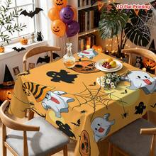 1/2pcs Halloween Tablecloth, Halloween Theme Polyester Tablecloth Cartoon Ghost Pumpkin Spider Web Orange Background Suitable For Dining Room Kitchen Coffee Table Dining Table Picnic Camping Country Farmhouse Decoration Holiday Tabletop Protection - Multicolor - View 7