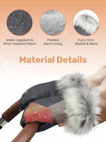 2Pcs Stroller Gloves With Hook And Loop Closure, Warm Fleece Stroller Hand Muff, Gifts For Moms & Dads Winter Outdoor Walking - Multicolor - View 4
