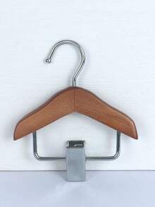 Small Wooden Clothes Hanger With Stainless Steel Clips, Pet Clothing And Accessories Hanging Rack, Polished Finish, Space-Saving Design, Suitable For Hanging Small Items, Bathroom Storage Rack - Multicolor - View 9