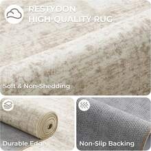 Alfombra de pasillo antideslizante para dormitorio, alfombra lavable con reverso de goma - Alfombra suave de pelo corto para cocina, lavandería, baño (61 x 244 cm, beige/marfil) - Camel - Ver 10