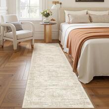 Alfombra de pasillo antideslizante para dormitorio, alfombra lavable con reverso de goma - Alfombra suave de pelo corto para cocina, lavandería, baño (61 x 244 cm, beige/marfil) - Albaricoque - Ver 5