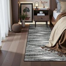 Alfombra de pasillo antideslizante para dormitorio, alfombra lavable con reverso de goma - Alfombra suave de pelo corto para cocina, lavandería, baño (61 x 244 cm, beige/marfil) - Negro - Ver 3
