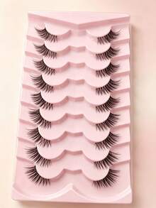 9 Pairs Natural Half False Eyelashes, Transparent Stem, Thin Fluffy Cat Eye Style, Natural Short Accent Eyelashes, Tail Eyelashes, Reusable Eyelash Set (CZ-29) - Half Eyelashes - View 3