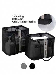 Mesh Shower Storage Bag, Foldable Bathroom Storage Basket, For Toiletries, Shampoo, Cosmetics, Portable Shower Storage Basket, Waterproof Toiletries Storage Bag, Suitable For Home, Shopping, Outdoor Activities, Pool Storage, Handbag, Bathroom Accessories Essentials, Fitness Essentials - Multiple Styles - View 4