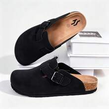 Vintage Closed-Toe Unisex Slippers With Adjustable Buckle, Non-Slip Wear-Resistant Versatile Home Casual Slippers For Men And Women - Black - View 8