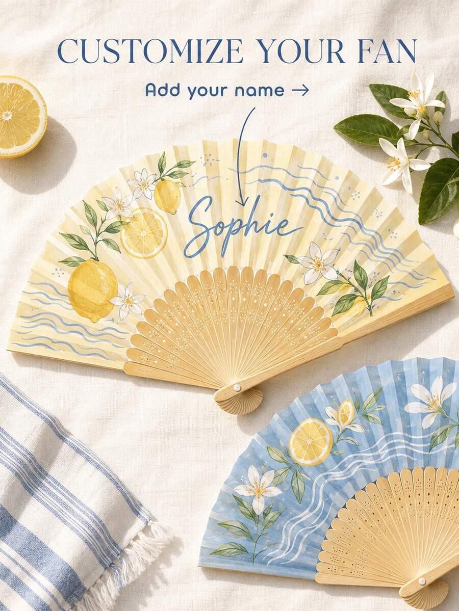 Customized Text Folding Hand Fan, Personalized Wedding Party Gift Fan, Women's Foldable Personalized Hand Fan, Customizable Folding Fan, Customizable Decorative Hand Fan, Wooden Hand Fan, Birthday Gift, Wedding Gift, Anniversary - Multicolor - View 1