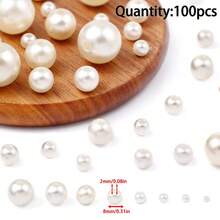 4-16mm Ngà voi ABS Ngọc trai Giả Hạt Với Thẳng Lỗ Đối với Quý cô Vòng tay & Vòng cổ DIY Làm đồ trang sức Chất liệu - Lỗ thẳng màu be - Xem 19