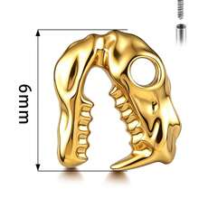 1PC ASTM F136 Titanium Snake Skull Labret Flat Back Stud Viper Fangs Helix Tragus Conch Earring Piercing Jewelry Cool - Internal Thread - View 5