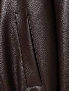HZXVIC Women's Autumn New Arrival Retro American Cool Girl PU Leather Standing Collar Heavy-Duty Design Jacket Coat - Brown - View 10