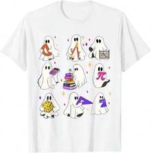 Halloween Math Teacher Ghost Math Back To School Unisex T-Shirt, Mujer,Choni,Frenchy Mujer,Tropicoqueta Ropa Mujer - 白色 - 查看 5