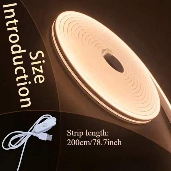 1pc Neon LED Light Strip, USB Powered, 501 Button Control Switch, Cuttable, Atmosphere Light, Flexible Light Bar. Suitable For Halloween, Christmas, Birthday Party, Bedroom, Living Room, Stage Background Decoration And Arrangement