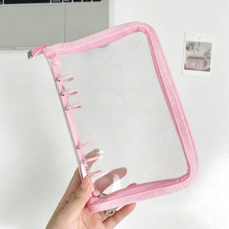 1pc A6 Glitter Zipper Binder, Transparent Storage Bag, Sticker Storage Book, Pencil Case, PVC Material, A6 PP High Transparency Inner Page Refill, IDOLME, Suitable For Document Bag/Stamp Album/Scrapbook/Sticker Book/Pencil Case, K-Pop Photo Album, Savings Book, Diary, Planner, Etc. - A6 - View 11