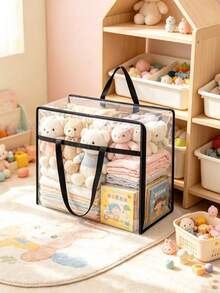 1/3/4pcs Extra Large 40L Transparent Plastic Storage Bags With Zipper And Reinforced Handles, Suitable For Clothes, Bedding, Blankets, Bed Linens, Pet Supplies And Moving Supplies, Home Storage, Organization, Closet And Storage Room - Multicolor - View 4