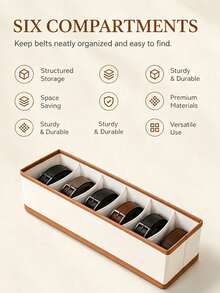 Oxford Cloth 6-Slot Belt Organizer Box, Large Capacity With Dividers, Suitable For Ties, Bow Ties And Scarves, High Capacity Multi-Functional Belt Storage Box - Multicolor - View 6