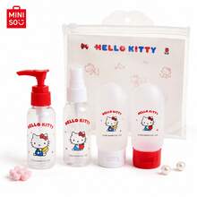 Miniso Hello Kitty Portable Travel 4 Pieces Set, Lovely Cartoon Toiletry Storage Bag, Waterproof Lightweight Organizer, Cosmetic Skincare Container For Outdoor Trip, Business Travel And Vacation(1 PC) - Multicolor - View 7