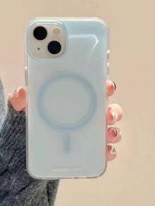 Compatible With IPhone 13/14/15 Pro Max Original Solid Color Matte Magnetic Phone Case, 12/11 Niche High-End Fresh Style 14 Pro Super Popular Protective Cover, Unique Design - Baby Blue - View 3