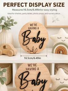 We're Expecting! 圓形木製公告牌，黑色 3D 字母裝飾，懷孕拍照道具，準媽媽禮物，嬰兒洗禮禮物，懷孕公告，嬰兒洗禮裝飾，性別揭曉派對裝飾 - 黑色 - 查看 9