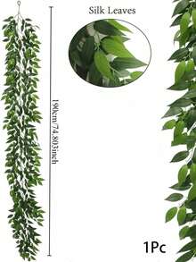 1个74.80英寸人造藤蔓花环，仿真绿叶藤蔓花环装饰。人造植物。这些仿真绿植可用于桌面装饰、花园装饰、婚礼装饰、家居装饰、房间装饰、客厅装饰、墙面装饰。 - 彩色 - 查看 13