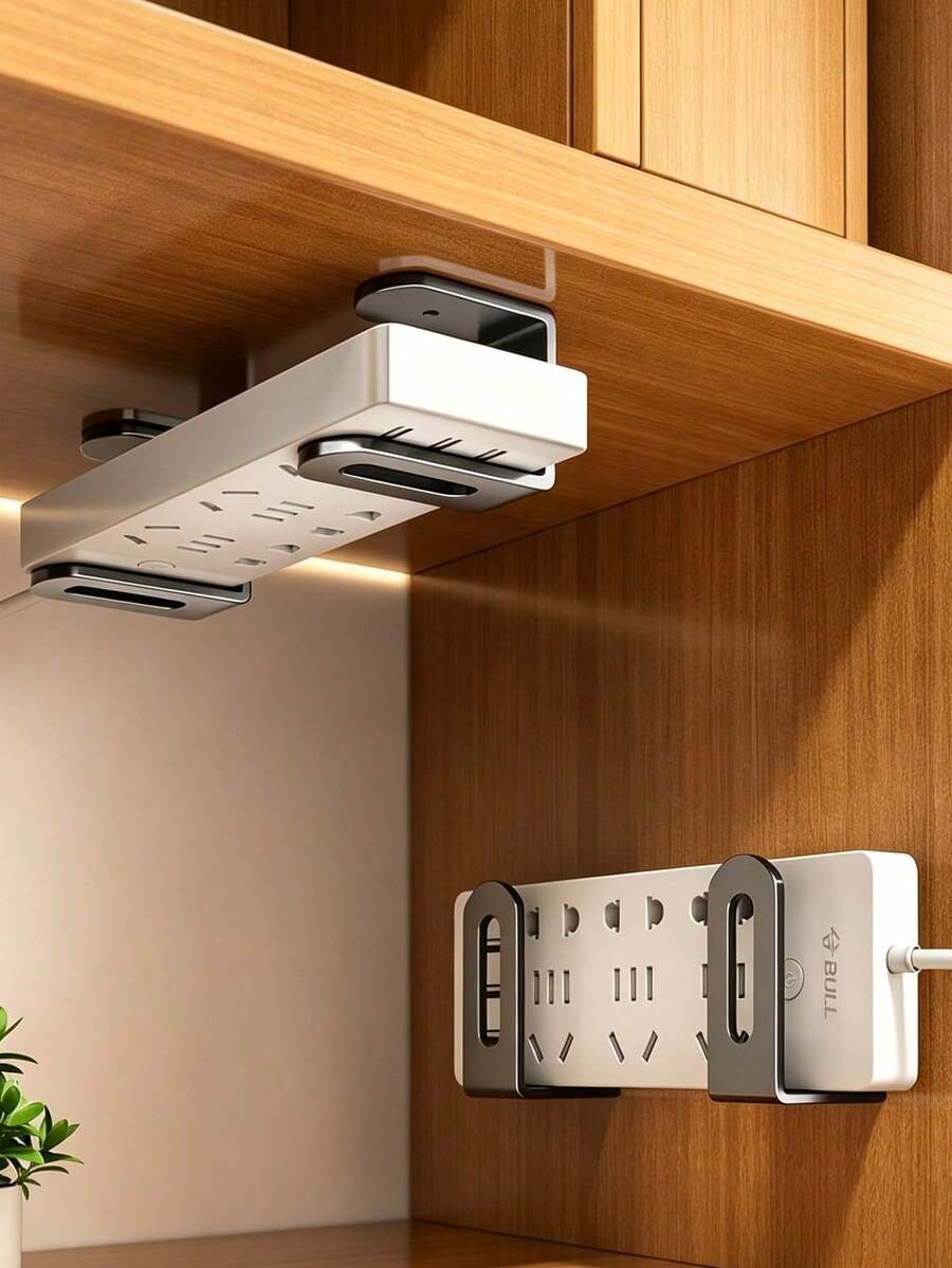 免鑽孔壁掛式收納架,適用於路由器、數據機、機上盒、線材管理、鞋子收納與廚房整理,多功能省空間設計,附背膠,實用收納方案,女性理想禮物與居家必需品,亦可作為萬聖節與聖誕裝飾展示架 - 彩色 - 查看 1