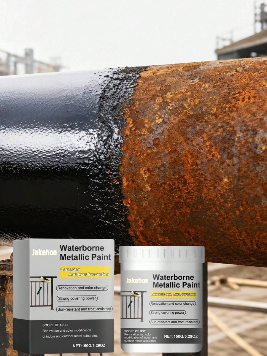 Water-Based Anti-Rust Black Paint, Rust-Removal Waterproof Sun-Resistant Coating For Metal Refurbishment And Coverage, Suitable For Various Surfaces Like Steel And Wood, Strong Coverage To Cover Old Paint