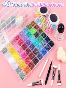 New 40 Mixed Color Luxury Gift Set With Heart-Shaped Rhinestone Stickers, Resin Colorful Box Gift Set, DIY Flat-Back Rhinestone Jewelry, Diamond Painting Accessories, Colorful Set, Rhinestones, Handicrafts, Gifts, Handmade, Handmade, Sparkling Set, Colorful Set, Performance DIY Decoration Shiny Crystal Diamond Stickers - 40-slot Luxury Set - View 4