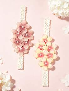 1pc Children's Hollow Decorative Headband, Pearl Flower Accessory Hair Tie, Non-Slip Fixed Headpiece, Suitable For Daily Wear - Multicolor - View 3