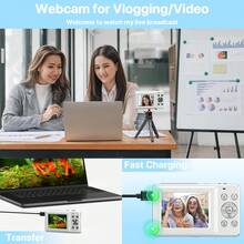 Nicamery 最新 1080P 44MP 數位相機，適合攝影、數碼隨手拍與拍攝相機，16倍變焦 32GB 記憶卡，輕巧旅行相機，適合青少年與長輩禮物 - 白色 - 查看 6