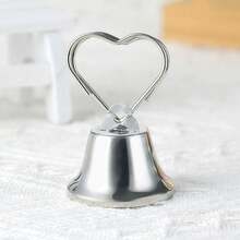 8pcs/4pcs Bell Business Card Holder With Card, Multiple Styles Available (E.G., Heart And Maple Leaf Shape), Built-In Bell Table Number Clip, Glossy, Exquisite, Shiny, Smooth, Bright, Luxurious, Transparent, Metallic Texture, Mirror Polished, Beautiful, Warm, High-End, Elegant, Dreamy, Ceremonial, Luxurious Atmosphere, Gentle And Romantic, Suitable For Table Numbers, Restaurant Menus - Silver - View 9