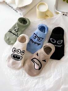 5 pasang/10 pasang Kaos Kaki Wanita Tipis Bernapas Motif Monster Lucu Musim Semi/Panas, Lembut, Nyaman, Elastis, Cocok untuk Pemakaian Kasual Sehari-hari - MultiWarna - View 9