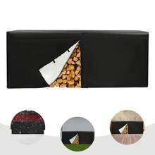 New Black Firewood Log Rack Cover, Durable Cover Store Outdoor, 244cmx61cmx107cm - B - View 1