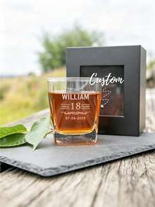 Customized Birthday Whiskey Glass 305ml Engraved Bourbon/Scotch Whiskey Short Glass Gift For Men Suitable For Dad, Husband Or Friend - Multicolor - View 6