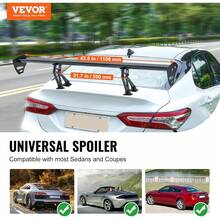 GT Wing Car Spoiler, 43.3 Inch Universal Spoiler With Single Deck, Adjustable Lightweight Aluminum, Car Rear Spoiler Wing, Racing Spoiler BGW/JDM Drift Black - Long Bracket/ Flanks Without Holes - View 2