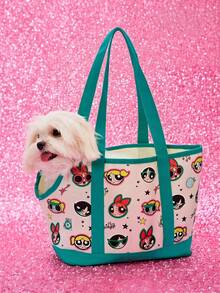 THE POWERPUFF GIRLS X PETSIN 大型口袋宠物包，适用于小型犬、兔子和猫；软帆布宠物运输包，配有内置牵引绳；绿色可折叠幼犬和猫咪运输包。 - 綠色 - 查看 5