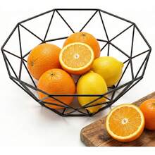 Heavy Duty Metal Fruit Basket Storage Rack, Space-Saving, Suitable For Kitchen, Refrigerator, Pantry, Dining Table Countertop Storage - Sturdy Rectangular Design, Modern Kitchen Supplies | Durable Structure, Fruit Bowl - Black - View 2