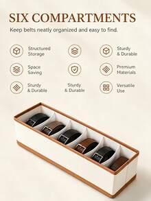 Oxford Fabric 6-Slot Belt Storage Box, Large Capacity With Dividers, Suitable For Ties, Bow Ties And Scarves, High Capacity Multi-Function Belt Storage Box - Multicolor - View 3