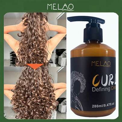 MELAO Natural Curl Defining Cream - Lightweight Moisturizing Curl Cream, Creates Defined Curls, Smooths Frizz, Soft Hold - 280ml/9.47 Fl Oz