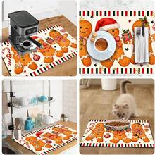 1pc Christmas Dish Drying Mat, Coffee Machine Mat, Christmas Gingerbread Man Pattern Dish Drying Mat, Absorbent Quick-Dry Table Protector, Christmas Holiday Table Mat, Kitchen Countertop Non-Slip Drainage Mat, Holiday Atmosphere Decorative Mat Home Gift, Desktop Decoration - XYLSD-855 - View 11